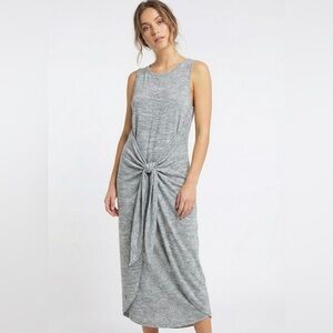 TRIPLE FIVE SOUL Grey Stretch Jersey Knit Front Wrap Sleeveless Dress U S Sz SP